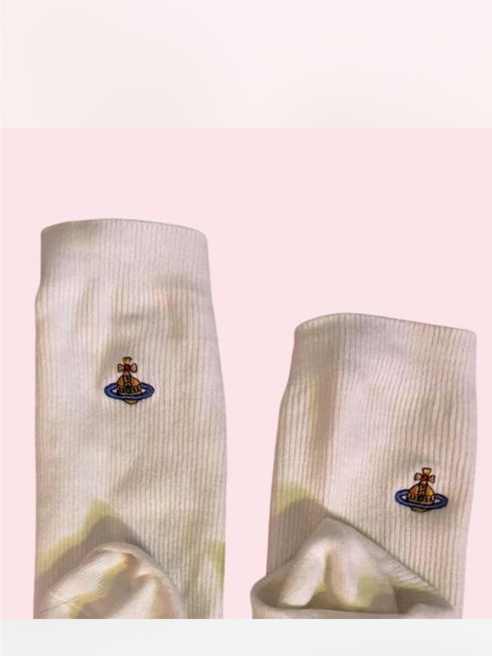 Embroidered Orb Logo Crew Socks - White